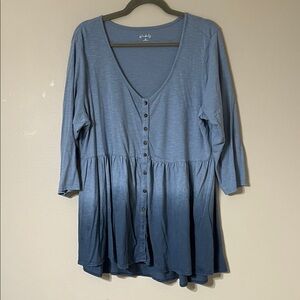 Wonderly Blue Ombre Button-Down Blouse